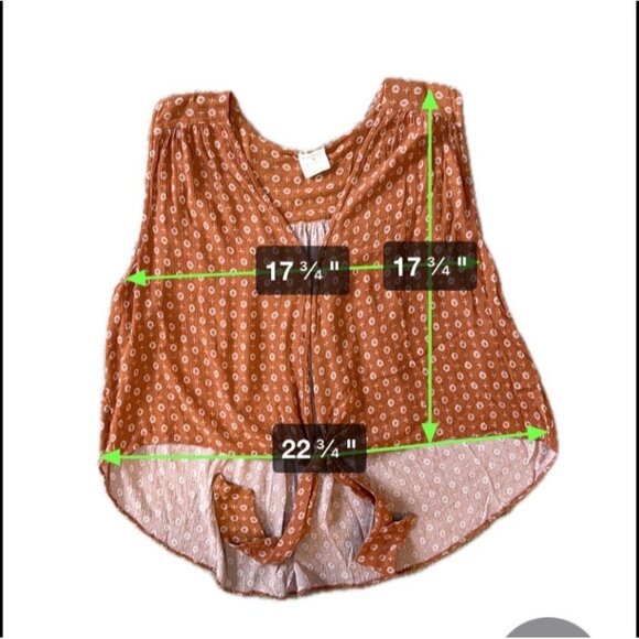 By Together Burnt Orange Cropped V-Neck Front Tie Tank Top Woman Large 1618 - Picture 3 of 6